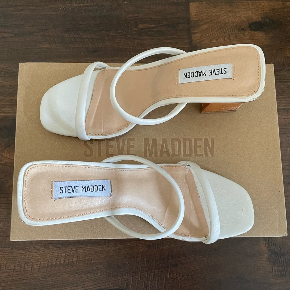 Women’s Steve Madden Honey Heeled Slide Sandal (Bone, Size 7)